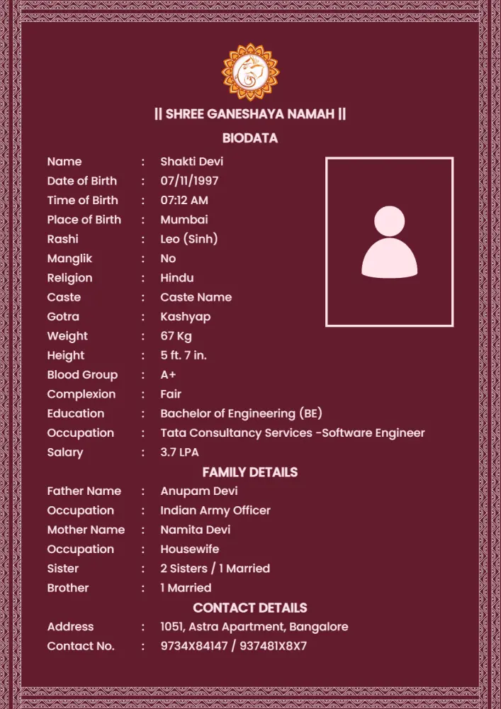 Biodata template 3